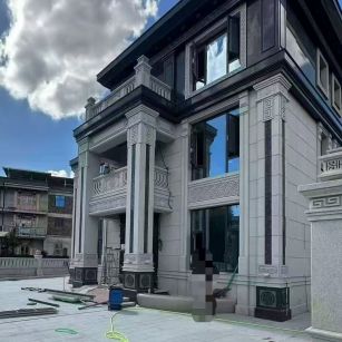 抚顺 别墅干挂，芝麻白与芝麻黑完美配合