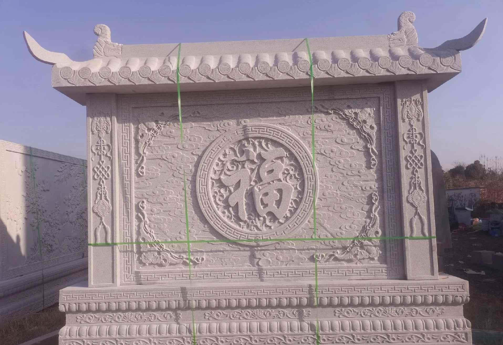 抚顺 芝麻白花岗岩屏风，照壁，影壁